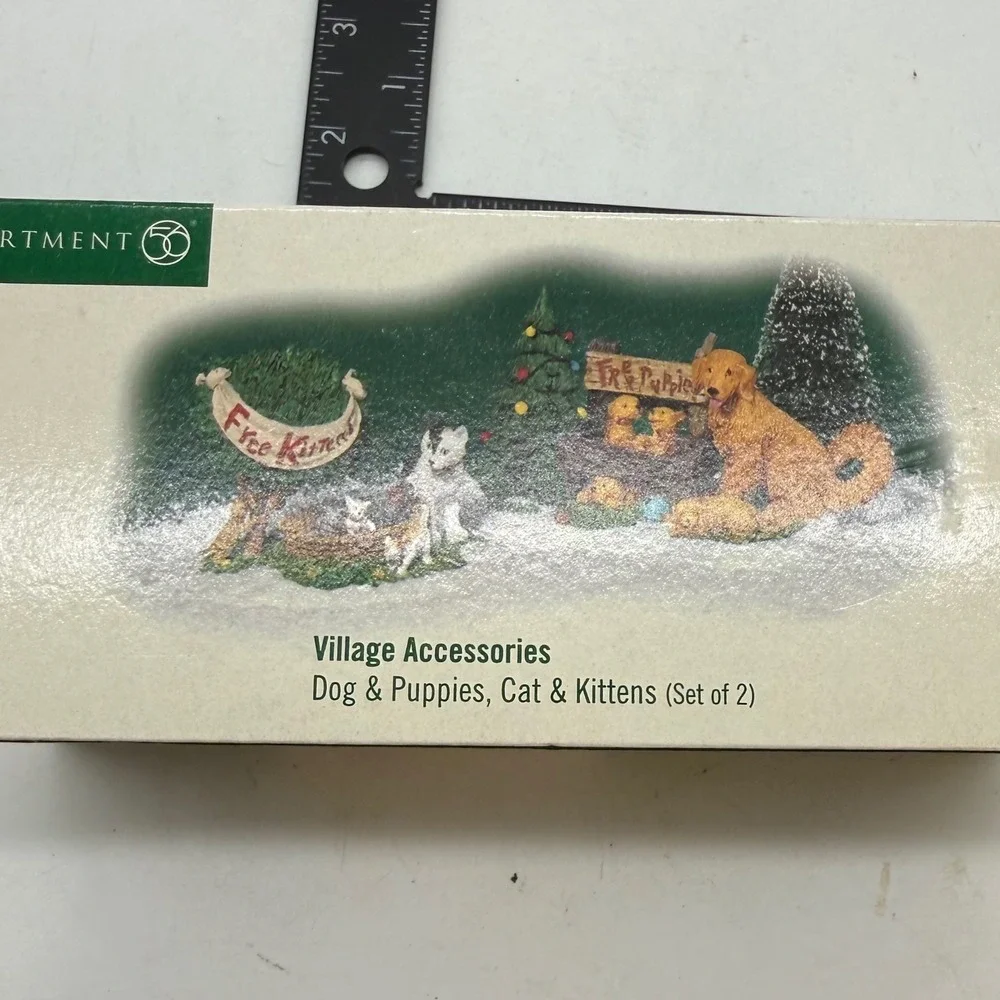 Department 56 Village Accessories Dog Puppies Cat Kittens Set of 2 north pole